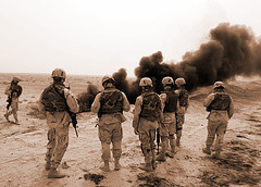 Soldiers out on oil clean up