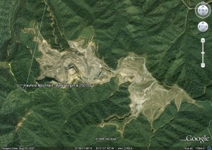 Kayford Mountain image from Google Earth. Click to view larger image.